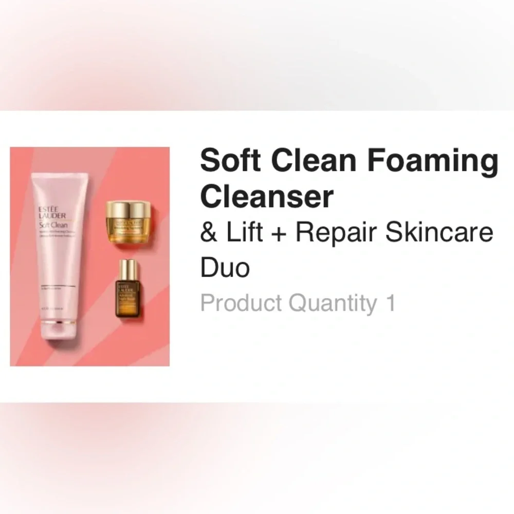 NEW Estée Lauder Soft Clean Foaming Cleanser & Lift + Repair Skincare Duo - Picture 2 of 5